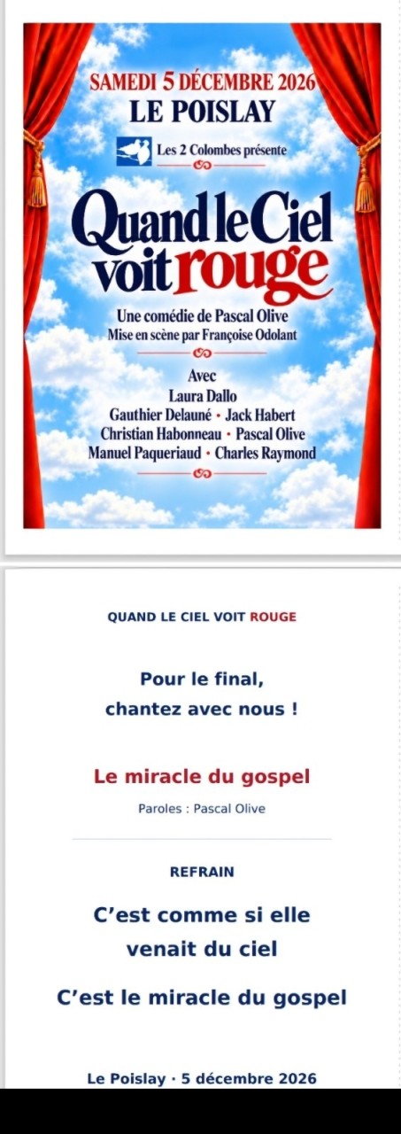 Petite carte recto verso : distribution et refrain du Miracle du gospel
